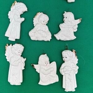 Goebel Germany 1992 Porcelain Angel Ornament‎ Set 9 White Gold Vintage Christmas